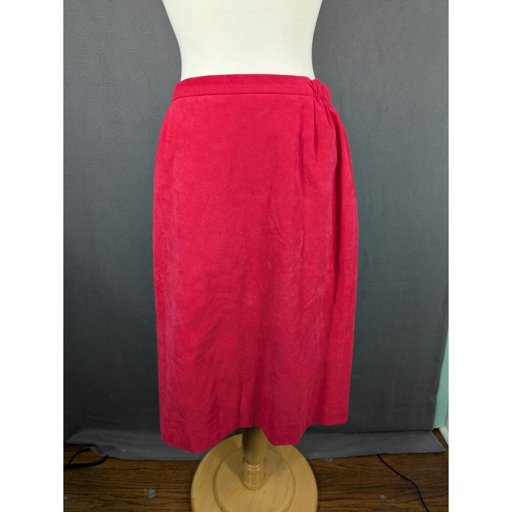 Vintage Lilli Ann Collections Ultrasuede Midi Skirt Medium Pink USA Union Made